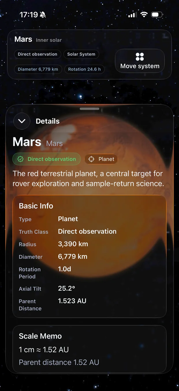 Mars detail with system navigation